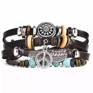 Peace Beads & Bangles Leather Bracelet Wrist Wrap